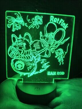 Rat Fink Ham Rod Illuminated Acrylic Art Panel - Green